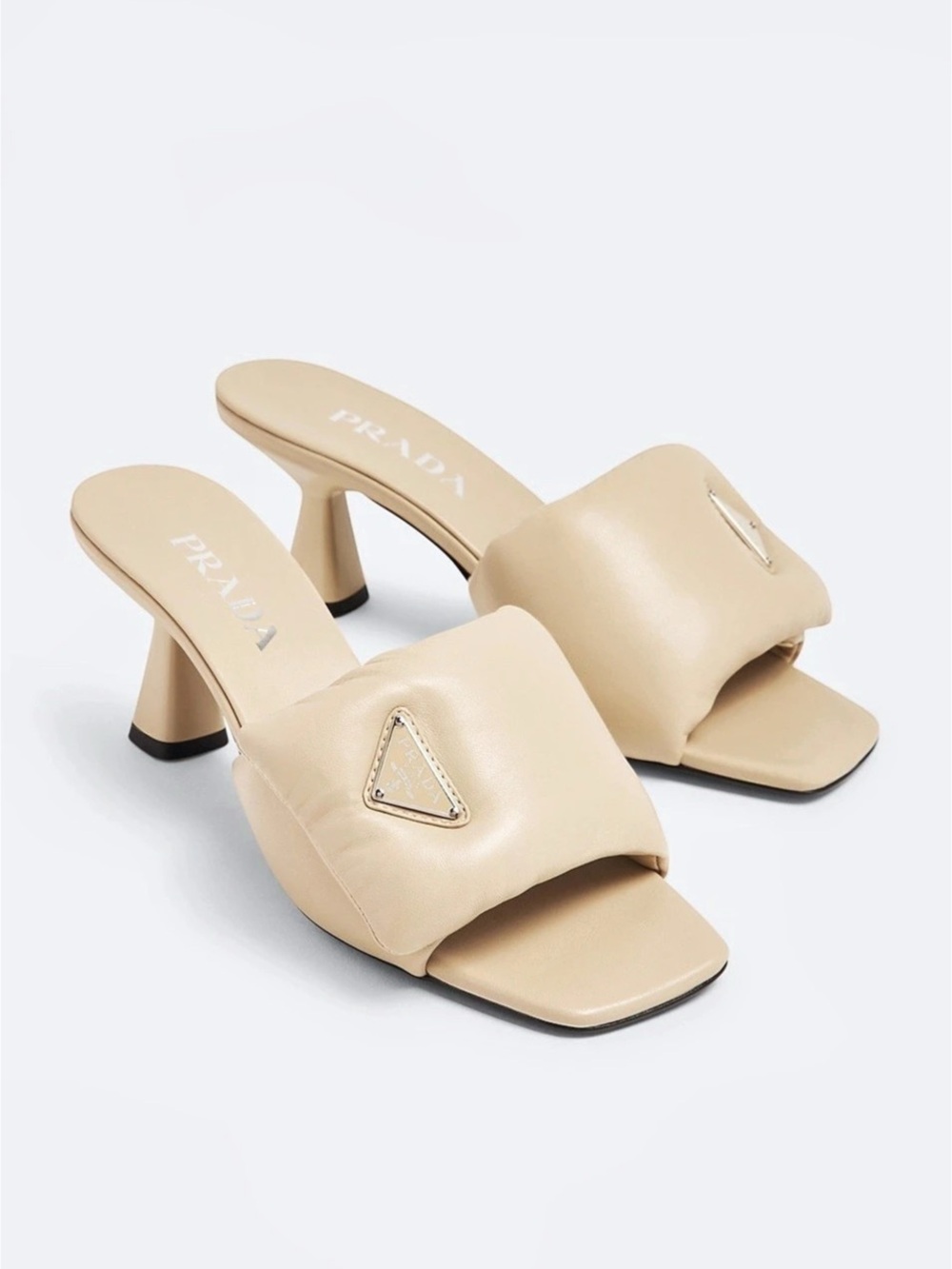 Prada Soft Padded Nappa Sandals Beige